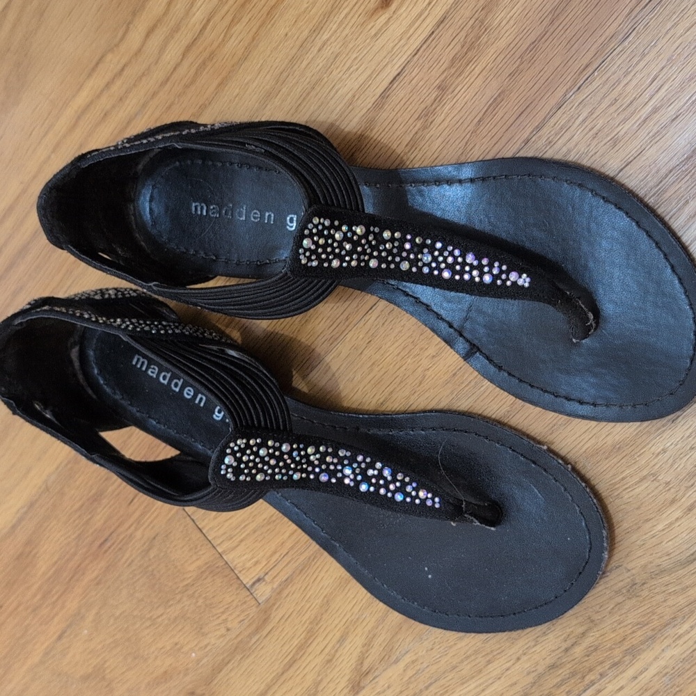 Madden Girl Black Sandals with Sparkling Accents Size 7